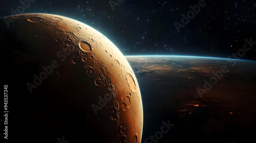 A close-up view of Mars, sh...