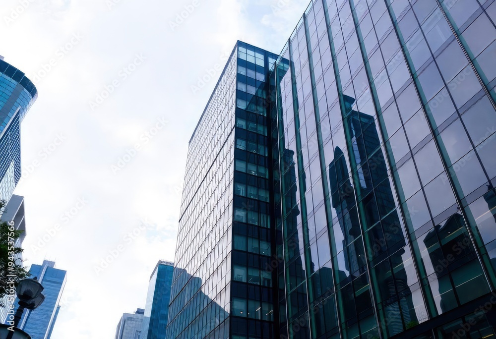 Office building glass and city skyline, ai Office building glass and city skyline, ai