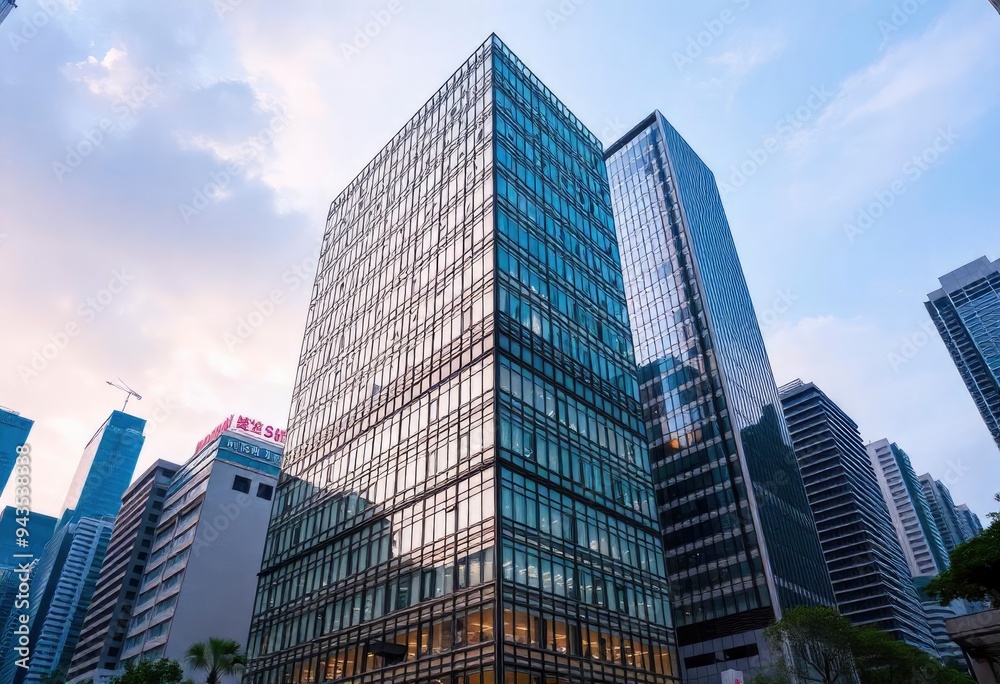 Office building glass and city skyline, ai Office building glass and city skyline, ai