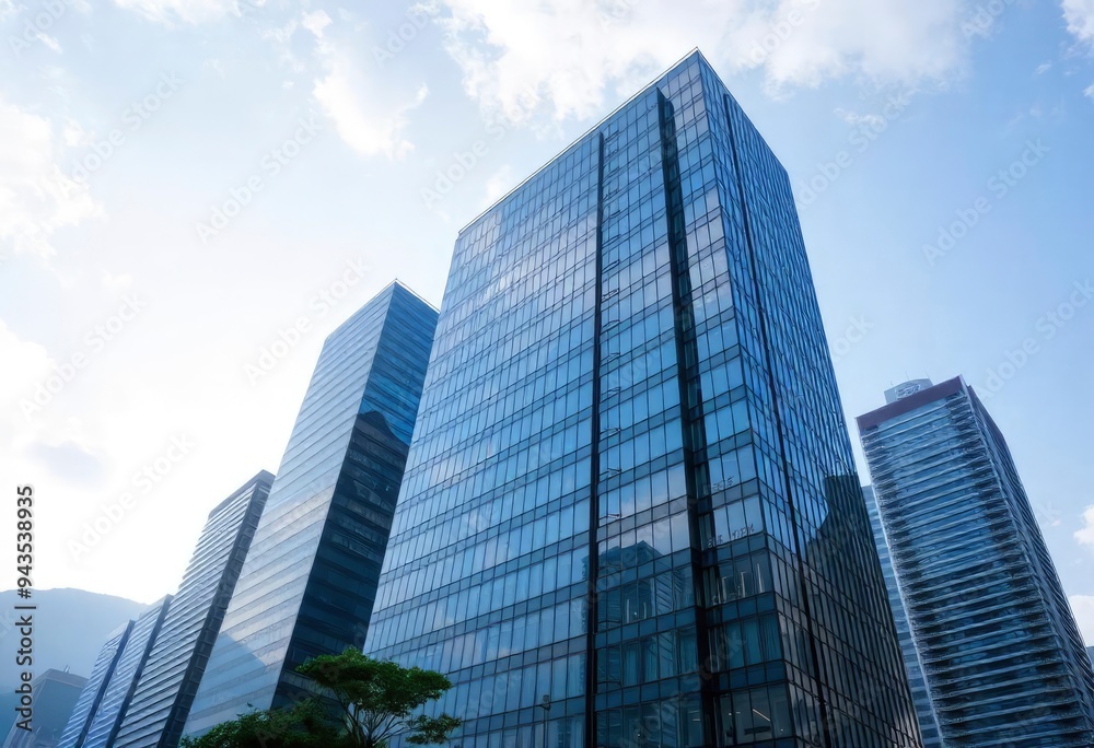 Office building glass and city skyline, ai Office building glass and city skyline, ai
