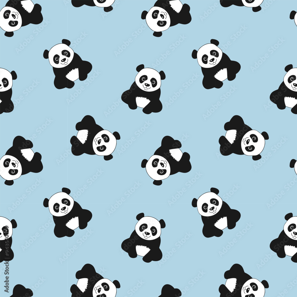 Obraz premium Panda pattern on blue background
