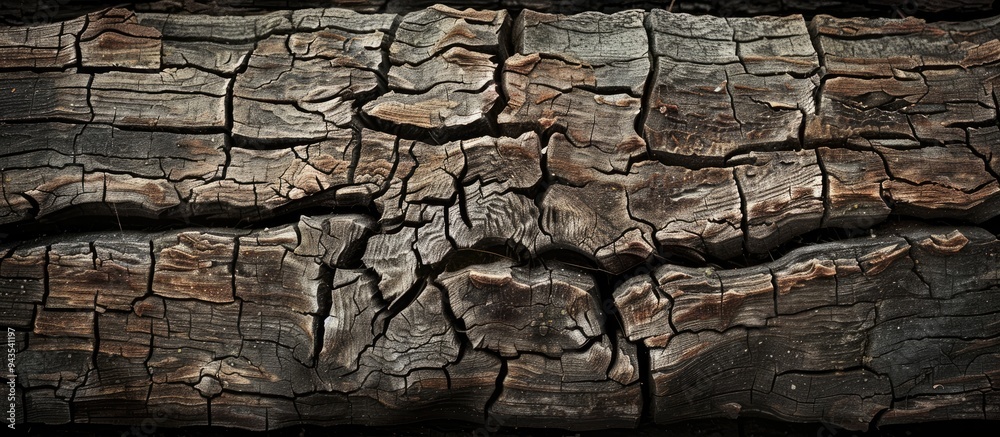 Close up of an old wooden plank with a textured surface showing wavy cracks suitable for use as a copy space image Close up of an old wooden plank with a textured surface showing wavy cracks suitable for use as a copy space image