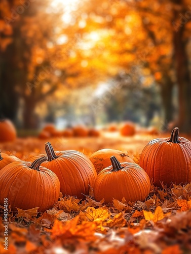 Wallpaper Mural Autumn Thanksgiving day background. Halloween Pumpkins, patch. Beauty Holiday autumn festival concept. Fall scene. Orange pumpkin over beauty bright autumnal nature background. Harvest Torontodigital.ca