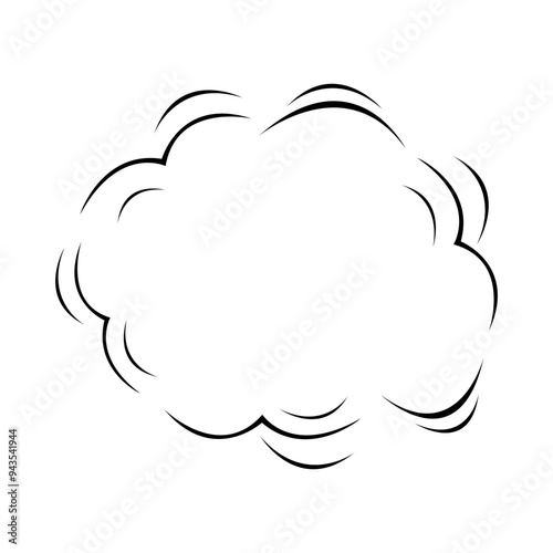 Vector cloud cartoon of smoke with outline