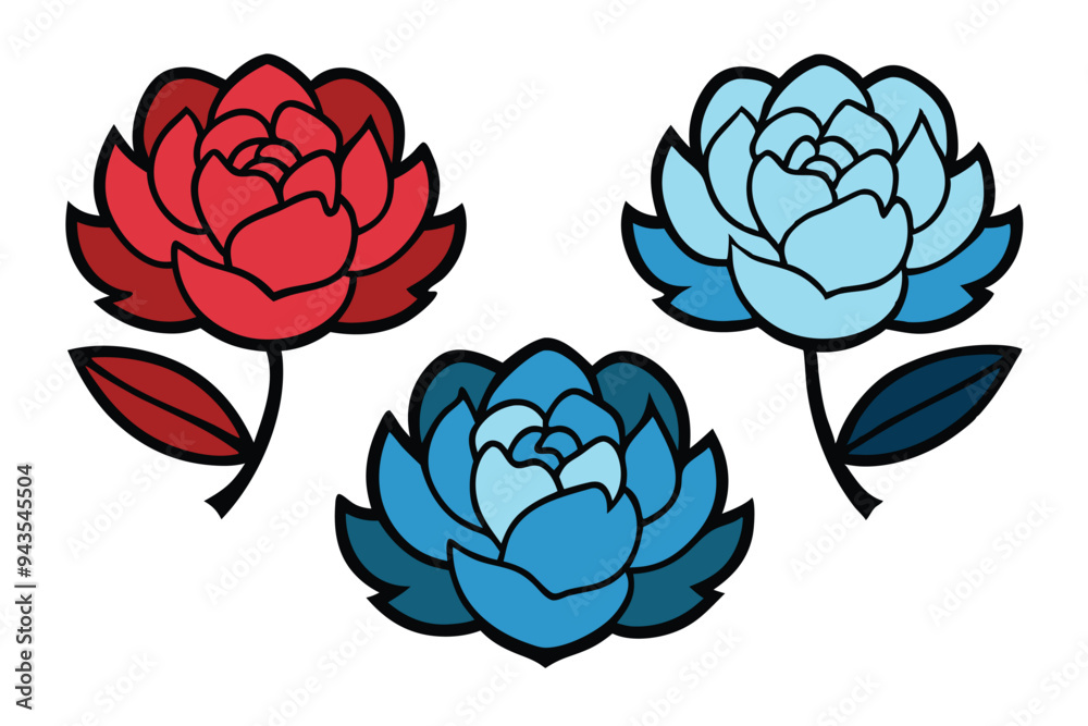 Classic Retro Peony Art with Vibrant Petals and Soft Hues vector Classic Retro Peony Art with Vibrant Petals and Soft Hues vector