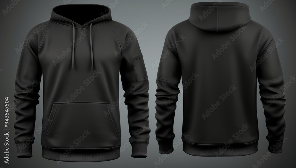Black Hoodie Mockup - Front and Back View Black Hoodie Mockup - Front and Back View