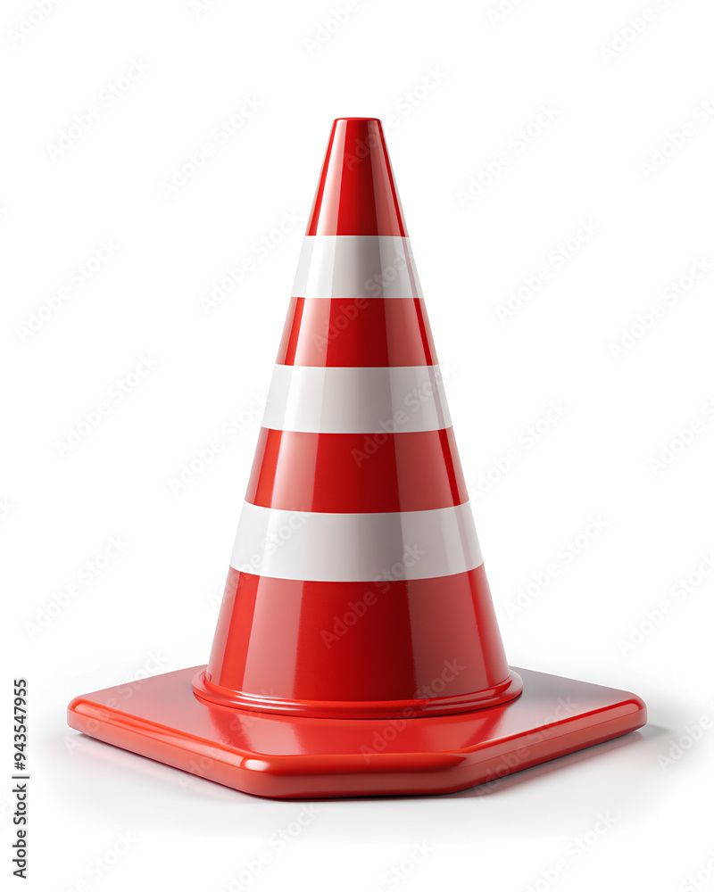Red traffic cone on isolated white background Red traffic cone on isolated white background