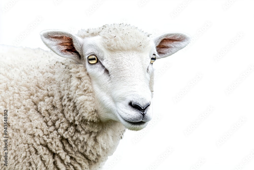 With generative AI, white fluffy sheep farm portrait looks at camera isolated on clear png background. Funny moment, farmland animals concept. With generative AI, white fluffy sheep farm portrait looks at camera isolated on clear png background. Funny moment, farmland animals concept.