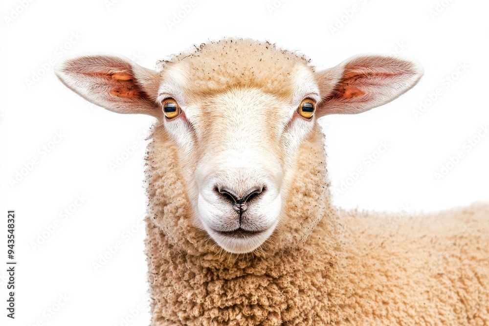 White fluffy sheep farm portrait isolated on clear png background, funny moment, farmland animals concept, with generative AI. White fluffy sheep farm portrait isolated on clear png background, funny moment, farmland animals concept, with generative AI.