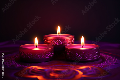 Indian Festival, Diwali, Deepavali, oil lamp candle poster card banner photo background photo