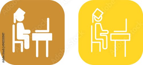 Student Using Laptop Vector Icon