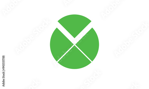 Four parts of circle. Pie chart with four same size sectors. Vector illustration isolated on white background.
