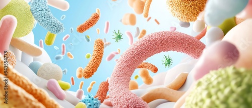 A visual representation of gut bacteria forming a protective barrier along the intestinal lining, ensuring balance and health Microbiome balance concept.