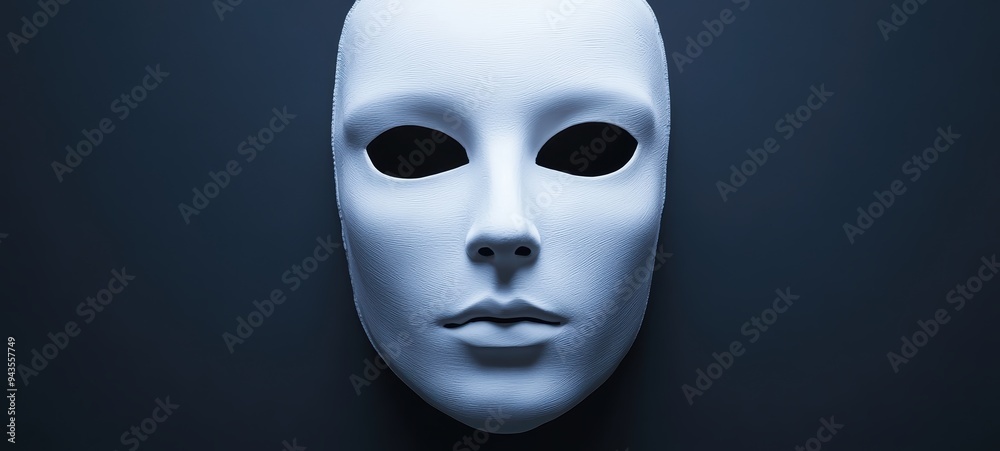 Ghostly white mask with hollow eyes and a blank, eerie expression