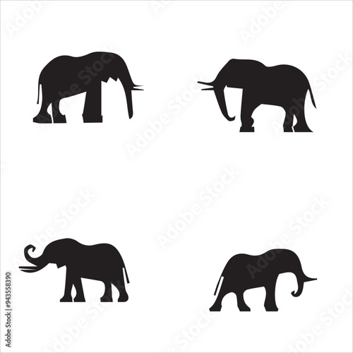 silhouette of clean vector of elephant isolated on white background  photo