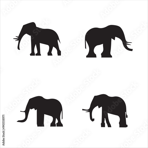 silhouette of clean vector of elephant isolated on white background 