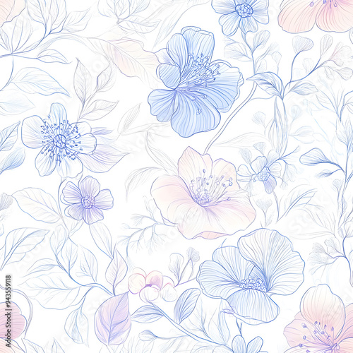 Wallpaper Mural floral and leaf seamless patterns in doodle-style tile designs with graphic format. Torontodigital.ca