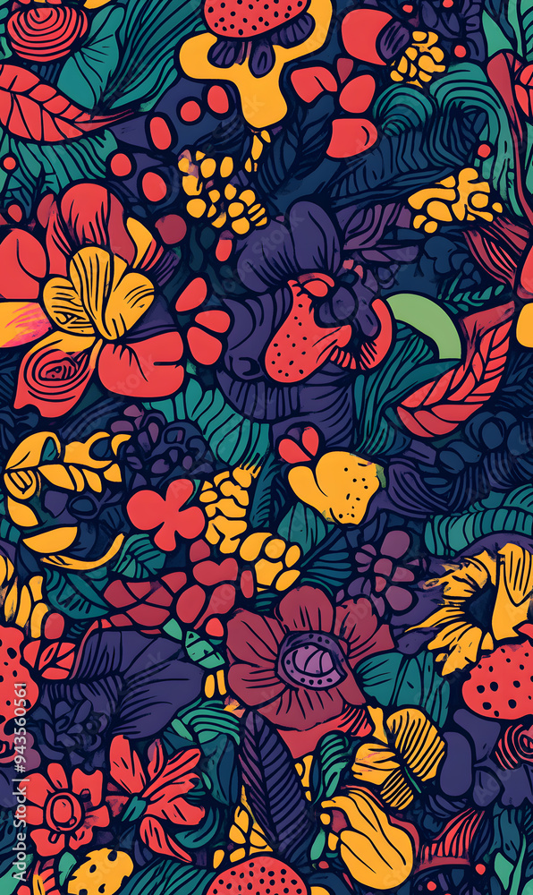 floral and leaf seamless patterns in doodle-style tile designs with graphic format. floral and leaf seamless patterns in doodle-style tile designs with graphic format.