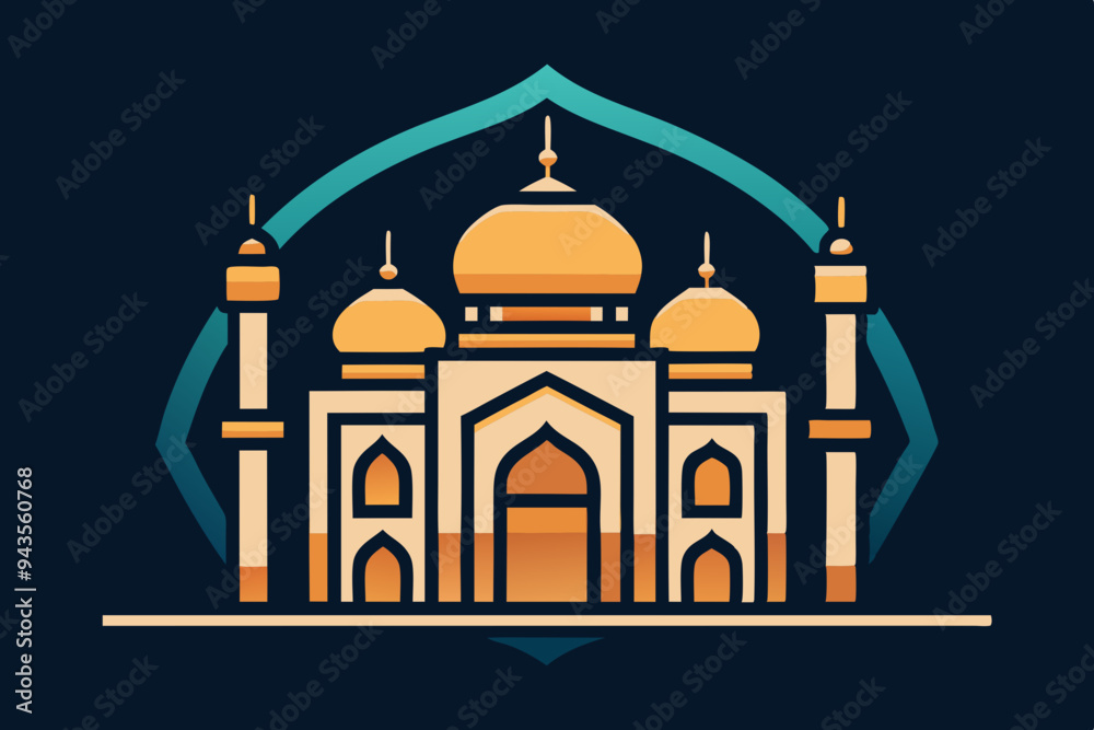 Elegant mosque silhouette vector line art illustration Elegant mosque silhouette vector line art illustration
