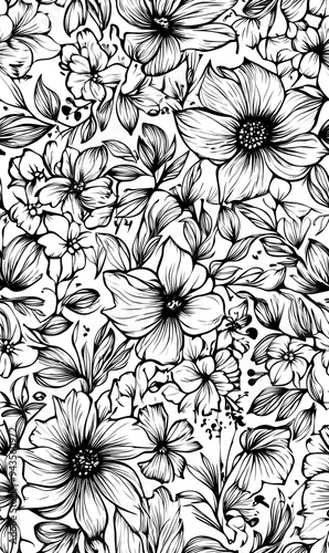 floral and leaf seamless patterns in doodle-style tile designs with graphic format.