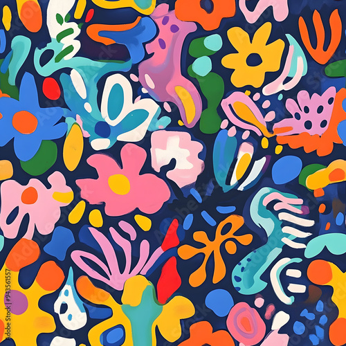 floral and leaf seamless patterns in doodle-style tile designs with graphic format.