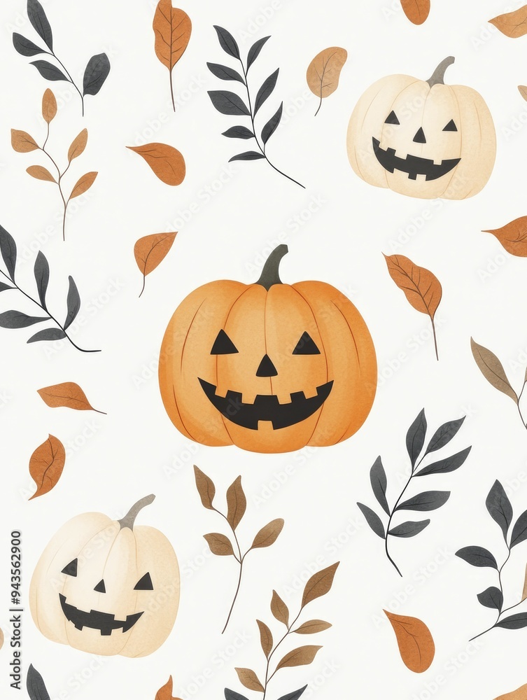A Halloween design featuring spooky pumpkins overflowing with playful faces and vibrant autumn hues captures the essence of the season in a delightful way. A Halloween design featuring spooky pumpkins overflowing with playful faces and vibrant autumn hues captures the essence of the season in a delightful way.