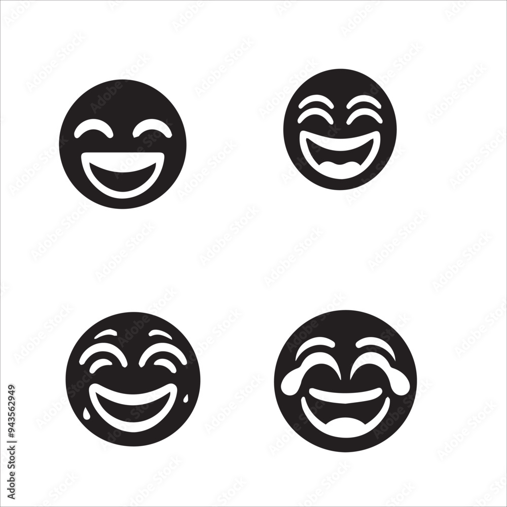 silhouette of clean vector smile icons isolated on white background silhouette of clean vector smile icons isolated on white background
