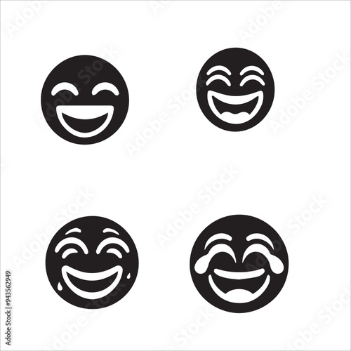 silhouette of clean vector smile icons isolated on white background 
