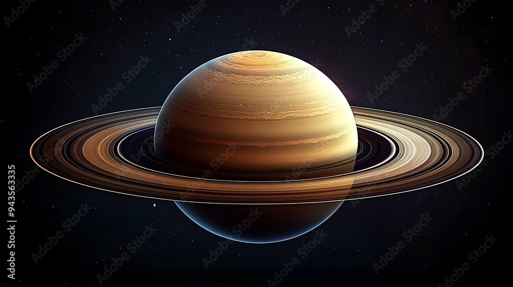 A detailed view of Saturn, a gas giant planet in our solar system, with its iconic ring system, against a backdrop of stars. A detailed view of Saturn, a gas giant planet in our solar system, with its iconic ring system, against a backdrop of stars.
