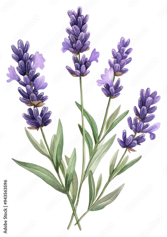 Fototapeta premium PNG Lavender botanical watercolor illustration