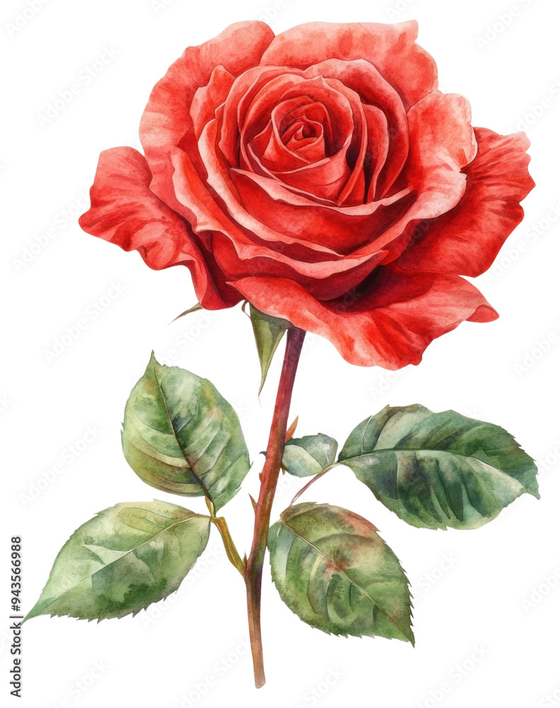 PNG Vibrant red rose illustration art