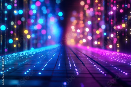 Platform background of 3D colorful lights generative ai