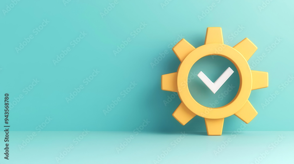 Management efficiency icon, gear with checkmark, 3D illustration Management efficiency icon, gear with checkmark, 3D illustration