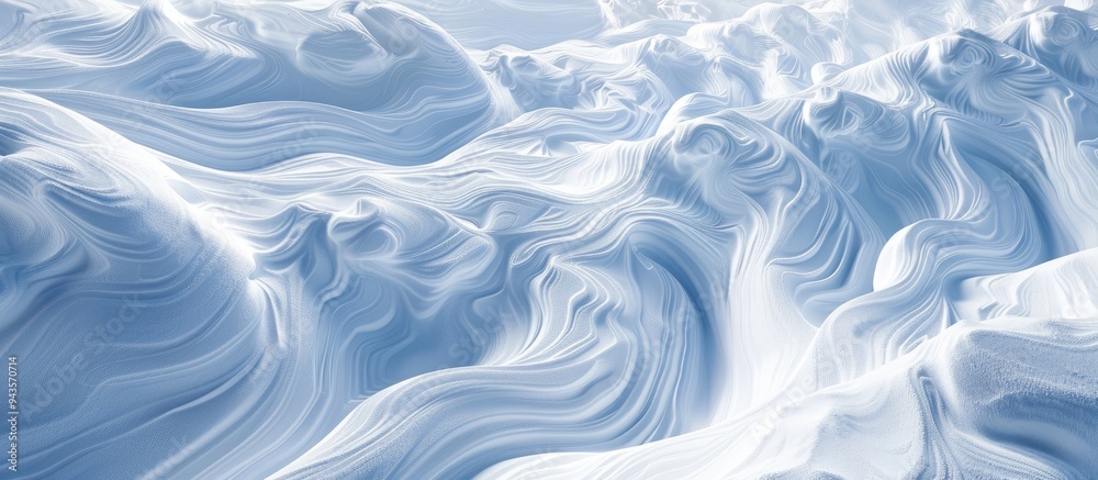 Fototapeta premium Winter landscape with snow covered ground featuring intricate wind carved patterns ideal for a copy space image
