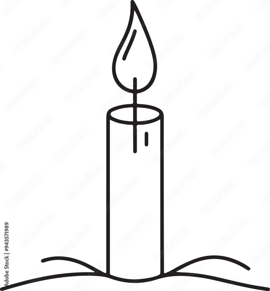 Candle one line art vector illustration. Candle one line art vector illustration.
