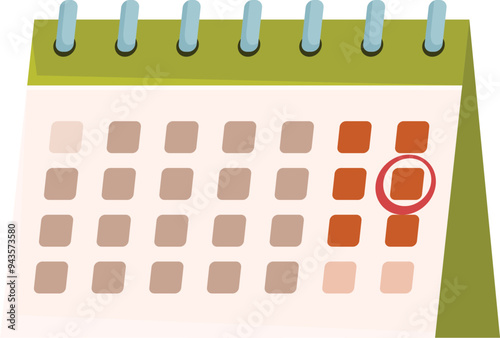 Green desk calendar showing an important date circled in red