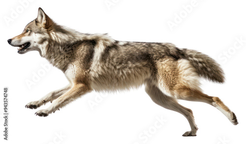 PNG Running wolf on white background photo