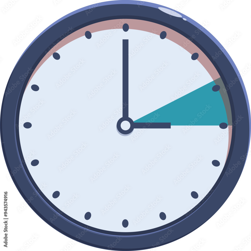 Round wall clock showing almost half past twelve time, time management concept Round wall clock showing almost half past twelve time, time management concept