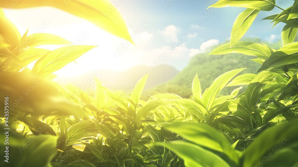 Lush green foliage illuminated by the warm morning sun. Lush green foliage illuminated by the warm morning sun.