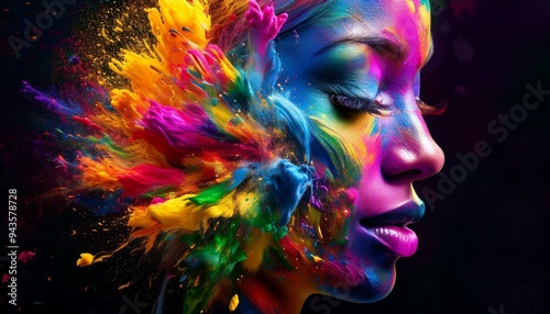 Color Explosion Portraits- Faces composed of dynamic bursts of color and texture