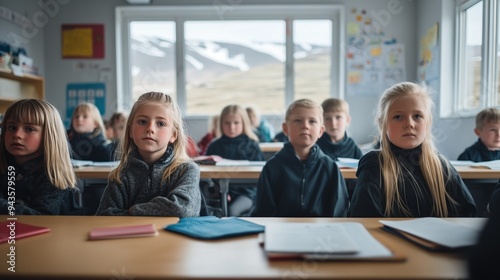 close-up of children sitting at desk in school