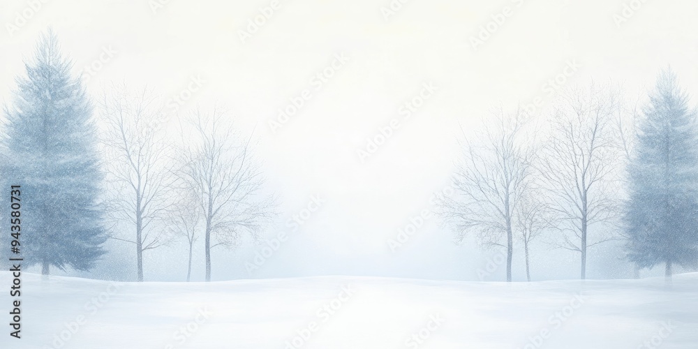 Fototapeta premium A whimsical Christmas Eve landscape brought to life with gentle watercolor hues, capturing the enchantment of the season in a serene and dreamy way.