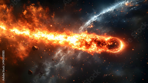 A fiery comet streaks throu...