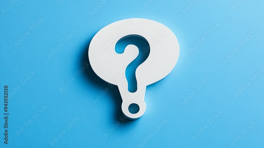 An image depicting a question mark with a speech bubble on a blue background, suggesting a question or inquiry. The question mark is often used to express uncertainty An image depicting a question mark with a speech bubble on a blue background, suggesting a question or inquiry. The question mark is often used to express uncertainty