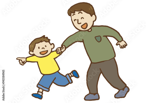 親の手を引く子ども