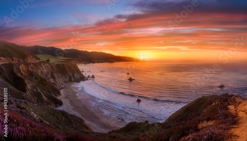 beautiful sunset over california coast