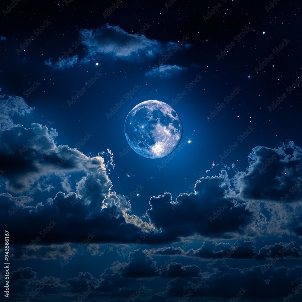30. Bright moon shining through a partly cloudy night sky, clear weather, tranquil evening 30. Bright moon shining through a partly cloudy night sky, clear weather, tranquil evening