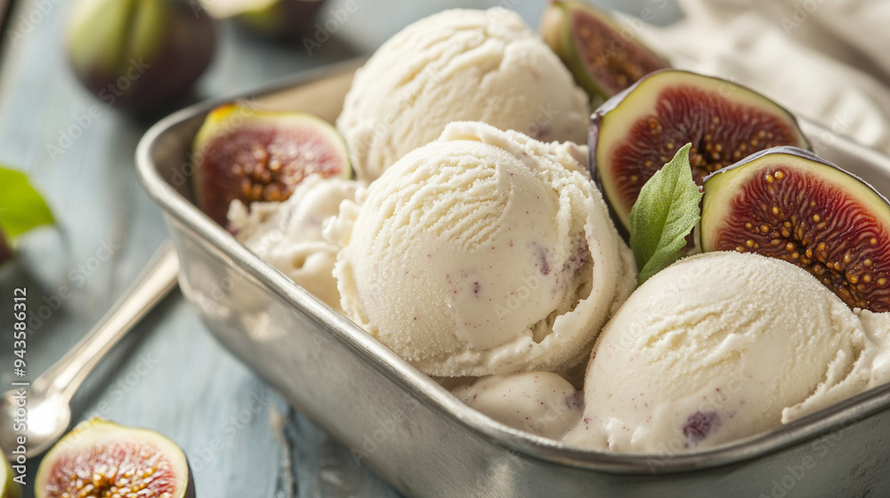 Pink ice cream with figs. Pink ice cream with figs.