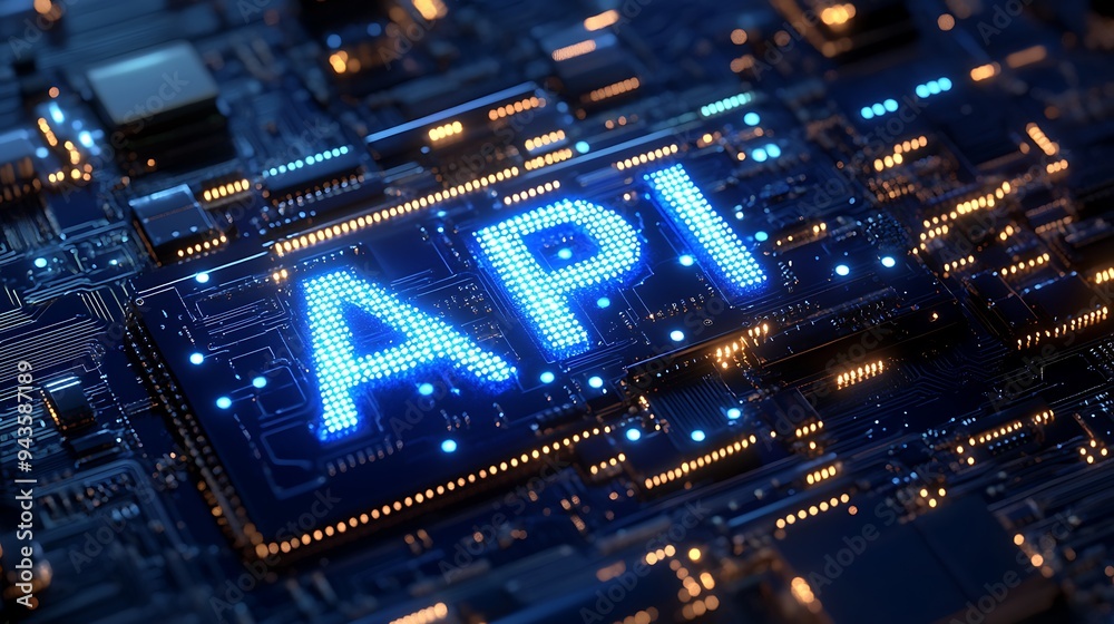 Obraz premium API Signage Illuminating a Complex Circuit Board Design