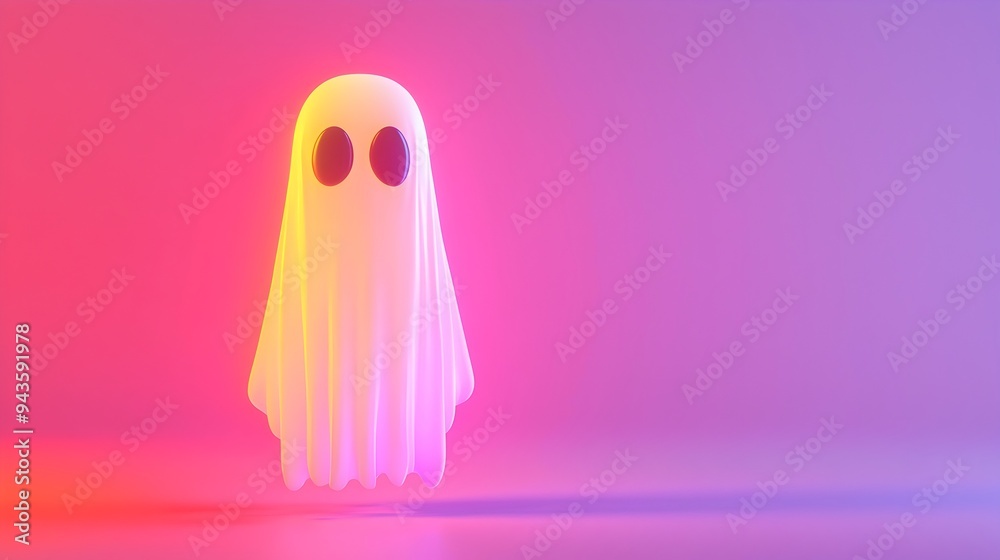 Luminous Ethereal Presence:Neon Ghost in Vibrant 3D Luminous Ethereal Presence:Neon Ghost in Vibrant 3D